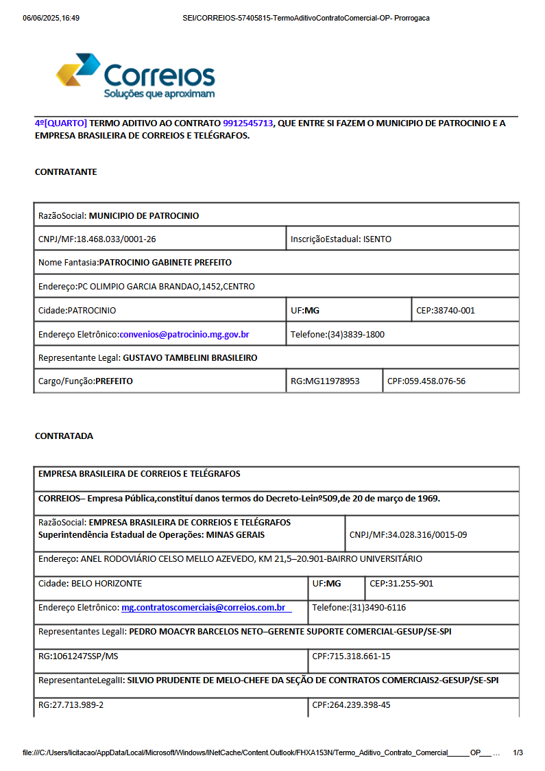 SEI CORREIOS   57405815   Termo Aditivo Contrato Comercial   OP   2025 2026 01