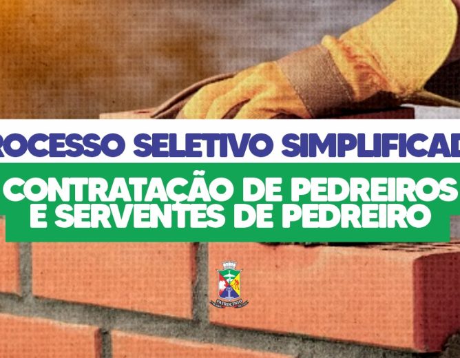 Prefeitura de Patrocínio abre Processo Seletivo para contratação temporária de pedreiros e serventes